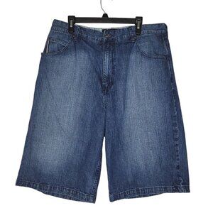 Phat Farm Shorts 38 x 13.5" Blue 90s Y2k Baggy Hip Hop Skater Grunge Rigid Jorts